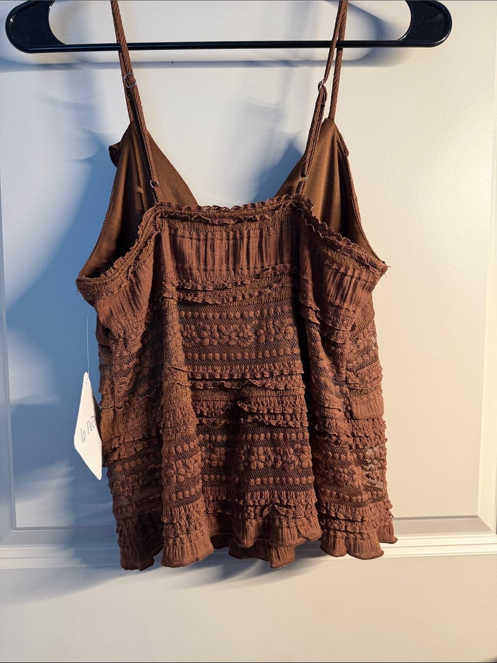 Brown Ruffled Smocked Tank Top - Picture 2 of 3